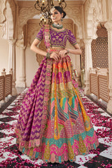 Multi Colored Silk Zari Woven Traditional Lehenga
