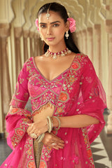 Taupe Silk Traditional Lehenga with Embroidery Work