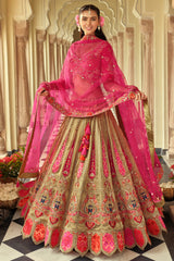 Taupe Silk Traditional Lehenga with Embroidery Work