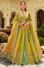 Yellow and Multi Colored Silk Traditional Lehenga with Embroidery Work - red silk saree embroidery