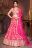 Pink Crepe Chinon Floral Printed Lehenga with Sequin Work - pink crepe saree