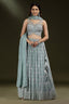 Pastel Sheen Green Organza Sequinned Lehenga with Beaded and Cutdana Work - green organza saree