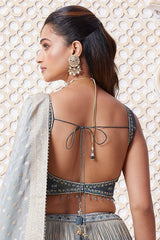 Blue Ombre Tissue Woven Lehenga