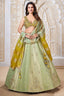 Green Tissue Woven and Sequin Worked Lehenga - green saree