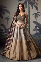 Silver and Golden Tissue Lehenga with Handwork Blouse - gold saree