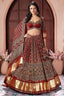 Maroon Gaji Silk Ajrakh Printed Lehenga - maroon silk saree