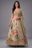 Cream Chinon Silk Flared Lehenga - Floral Print