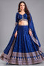 Blue art silk sequin embroidered lehenga - front view with deep navy base