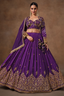 Deep Purple Crape Lehenga with Bandhani Choli