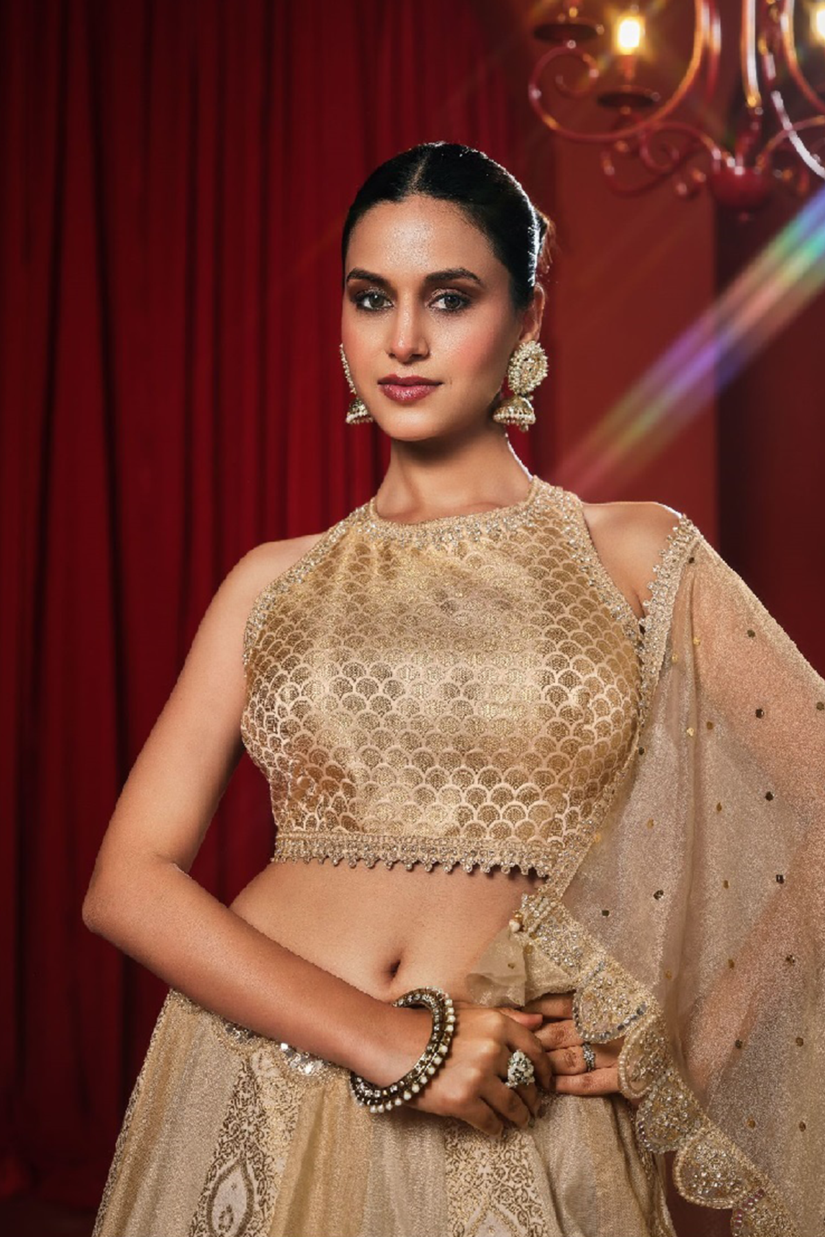 Ivory Tissue Silk and Banarasi Brocade Lehenga Choli