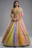 Multi-Color Paneled Banarasi Lehenga featuring Sequin-Beaded V-Neck Choli