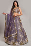 Dusty Purple Metallic Tissue Lehenga Choli with Royal Floral Sequin & Bead Embroidery