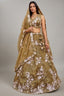 Golden Olive Metallic Tissue Lehenga Choli with Ivory Floral Sequin & Bead Embroidery