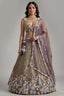 Muted Purple Tissue Multi-Pastel Embroidered Botanical Clusters and Scalloped Lehenga Choli