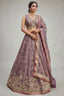 Dusty Purple Tissue Lehenga Choli with Jharokha Pearl & Sequin Embroidery
