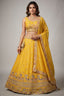Bright Yellow Tissue Lehenga Choli with Elephant and Peacock Heritage Embroidery
