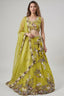 Lime Yellow Tissue Lehenga Choli with Scalloped Floral Embroidery
