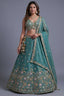 Sea Green Tissue Lehenga Choli with Pastel Floral Jaal Embroidery