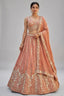 Rust Tissue Lehenga Choli with Vertical Sequin Stripe Embroidery