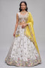 Off White Lehenga Choli with Floral Embroidered Border