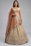 Cream Gold Tissue Embroidered Scalloped Lehenga Choli