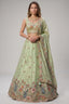 Pista Green Lehenga Choli with Peacock Floral Border