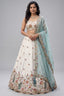 Off White Lehenga Choli with Peacock Floral Border