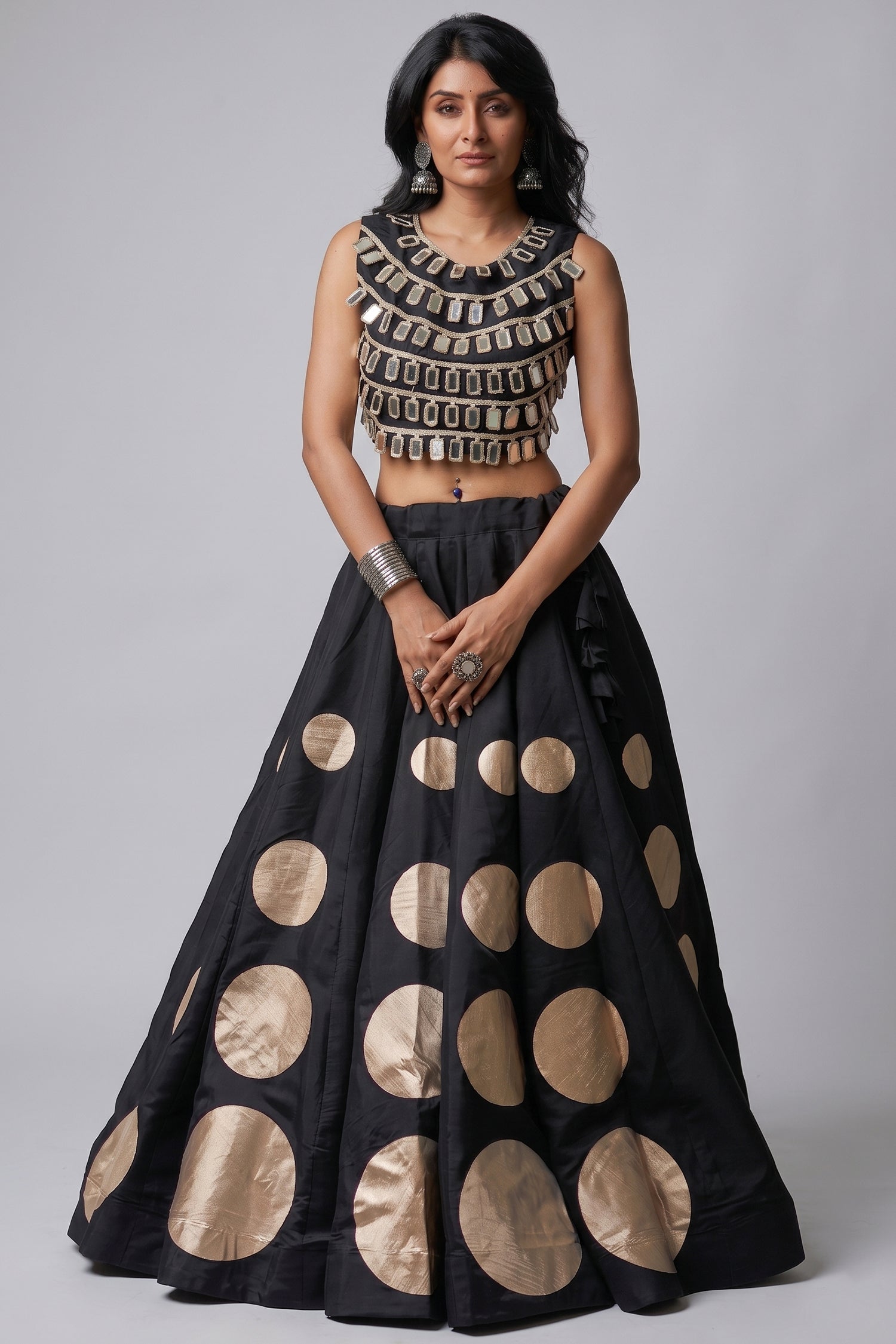 Black Art Silk Mirror Worked Chaniya Choli Main image