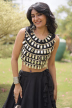 Black Art Silk Mirror Worked Chaniya Choli
