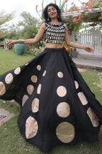 Black Art Silk Mirror Worked Chaniya Choli
