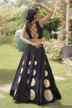 Black Art Silk Mirror Worked Chaniya Choli
