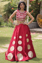 Maroon Art Silk Mirror Worked Chaniya Choli