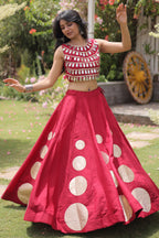 Maroon Art Silk Mirror Worked Chaniya Choli