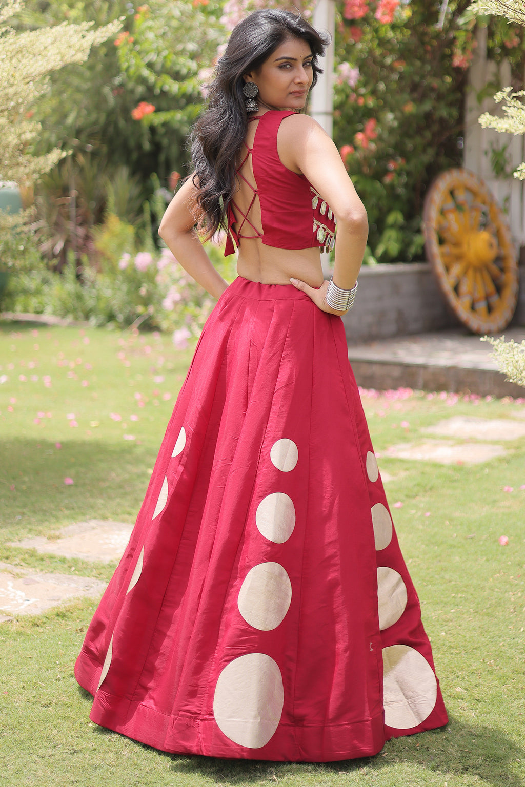 Maroon Art Silk Mirror Worked Chaniya Choli