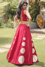 Maroon Art Silk Mirror Worked Chaniya Choli