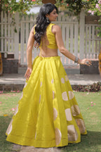 Parrot Green Art Silk Mirror Worked Chaniya Choli
