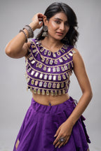 Purple Art Silk Mirror Worked Chaniya Choli
