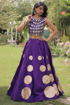 Purple Art Silk Mirror Worked Chaniya Choli