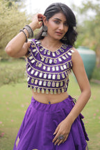 Purple Art Silk Mirror Worked Chaniya Choli