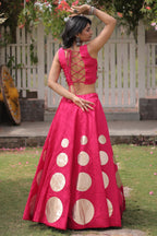 Rani Pink Art Silk Mirror Worked Chaniya Choli