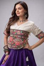 Black and Pink Art Silk Mirror Kachchi Worked Chaniya Choli