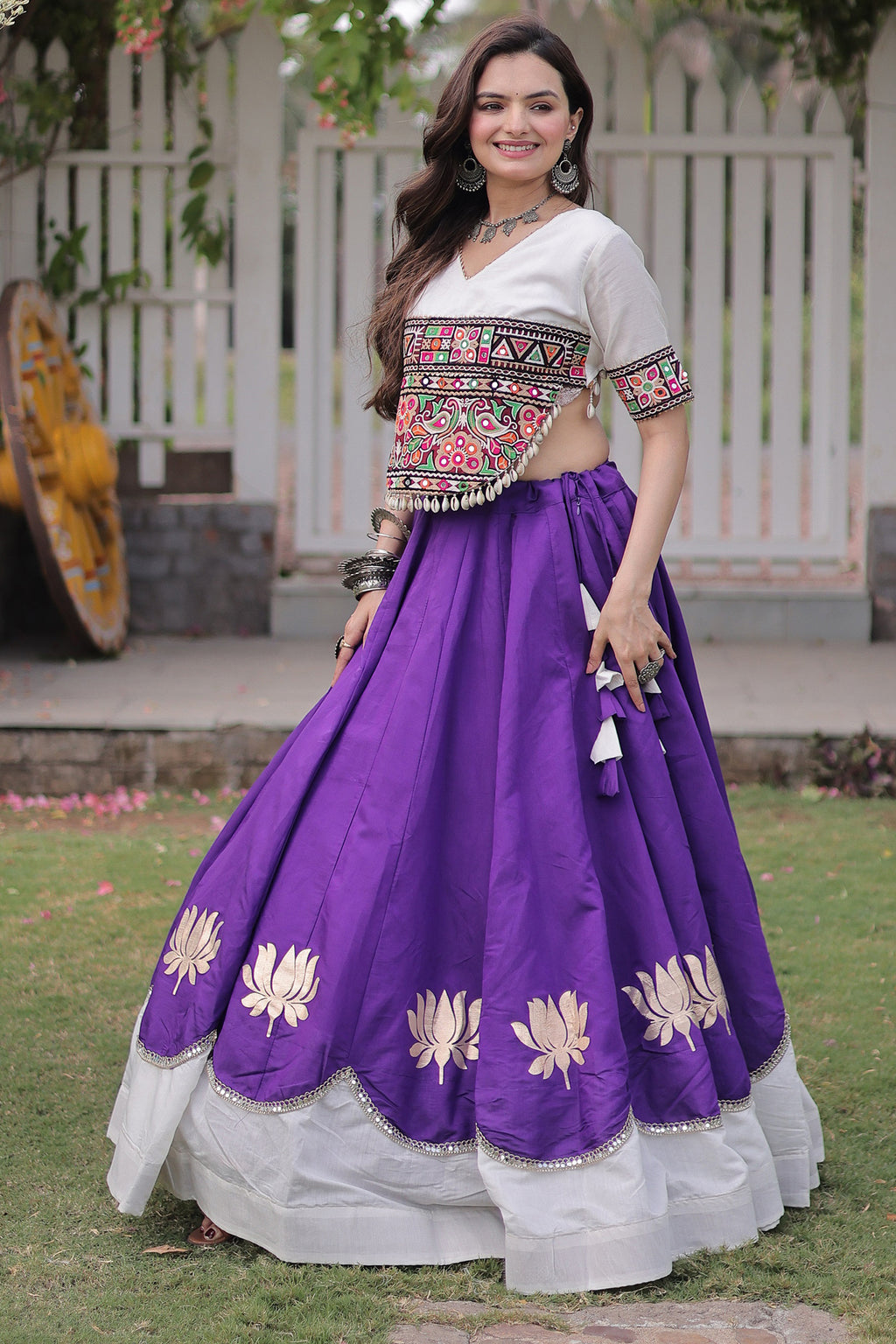 Black and Pink Art Silk Mirror Kachchi Worked Chaniya Choli