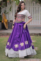 Black and Pink Art Silk Mirror Kachchi Worked Chaniya Choli