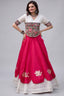Pink and White Art Silk Mirror Kachchi Worked Chaniya Choli
