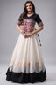 Pearl White and Black Art Silk Mirror Kachchi Worked Chaniya Choli