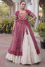 White Cotton Flared Chaniya with Kachchi Work Leheriya Top