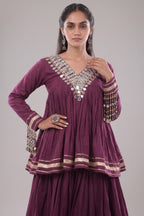 Purple Cotton Mirror Worked Peplum Chaniya Choli