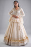 Off White Cotton Mirror Worked Peplum Chaniya Choli