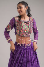 Purple Georgette Kachchi Mirror Worked Chaniya Choli