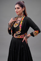 Black Rayon Kachchi Worked Chaniya Choli with Jacket